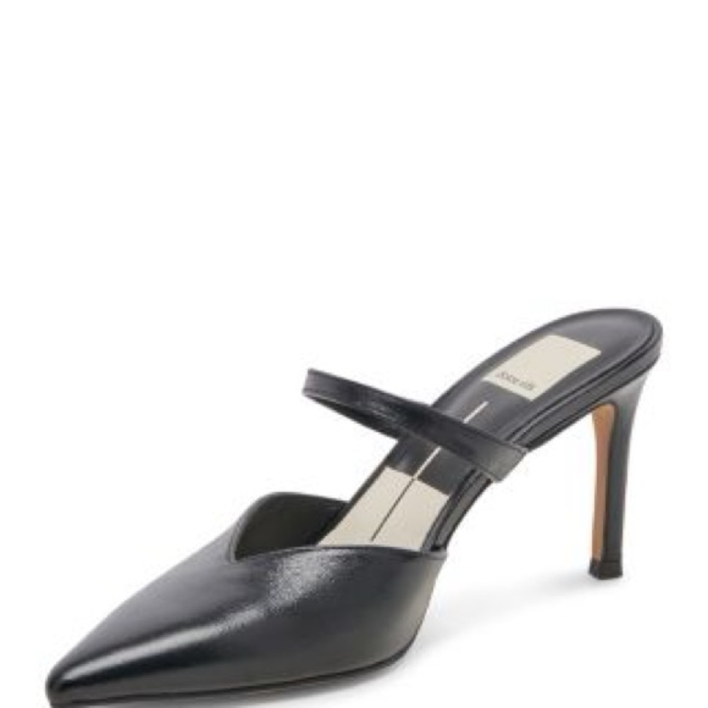 Dolce Vita Black Pointed Toe Strappy Mule Heels